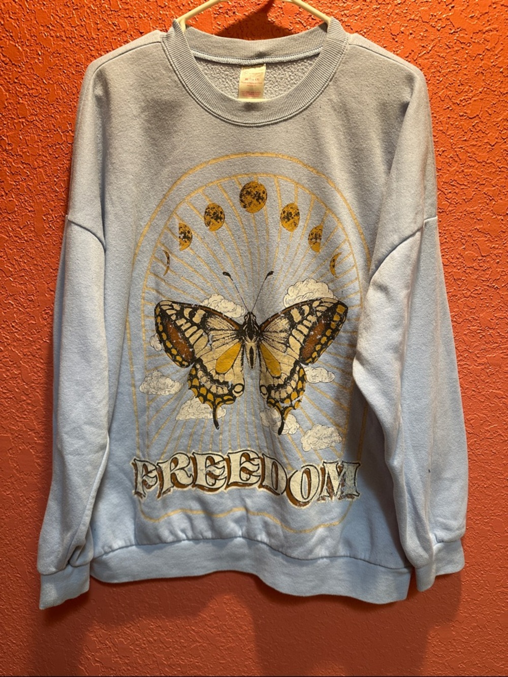 Light Blue Butterfly Graphic Sweatshirt - Freedom Design